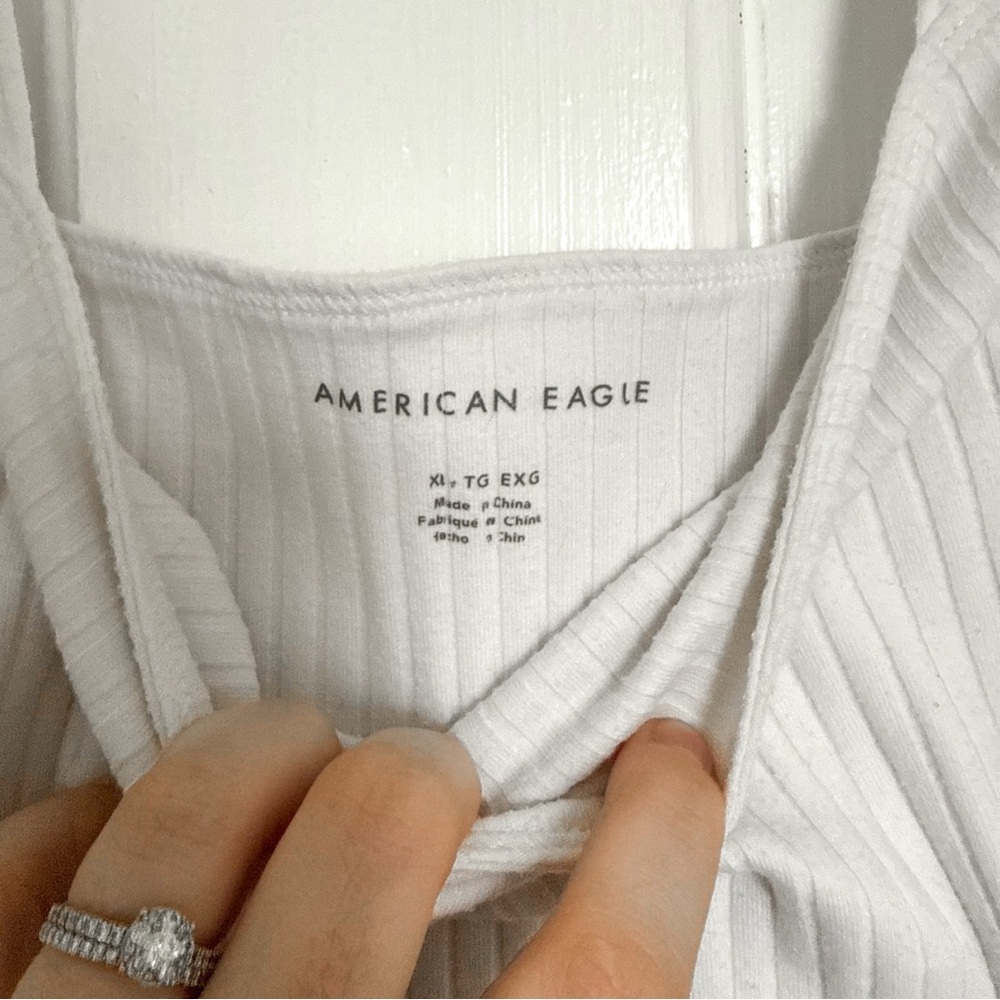American Eagle Outfitters White Ribbed Crop Top - Picture 4 of 6